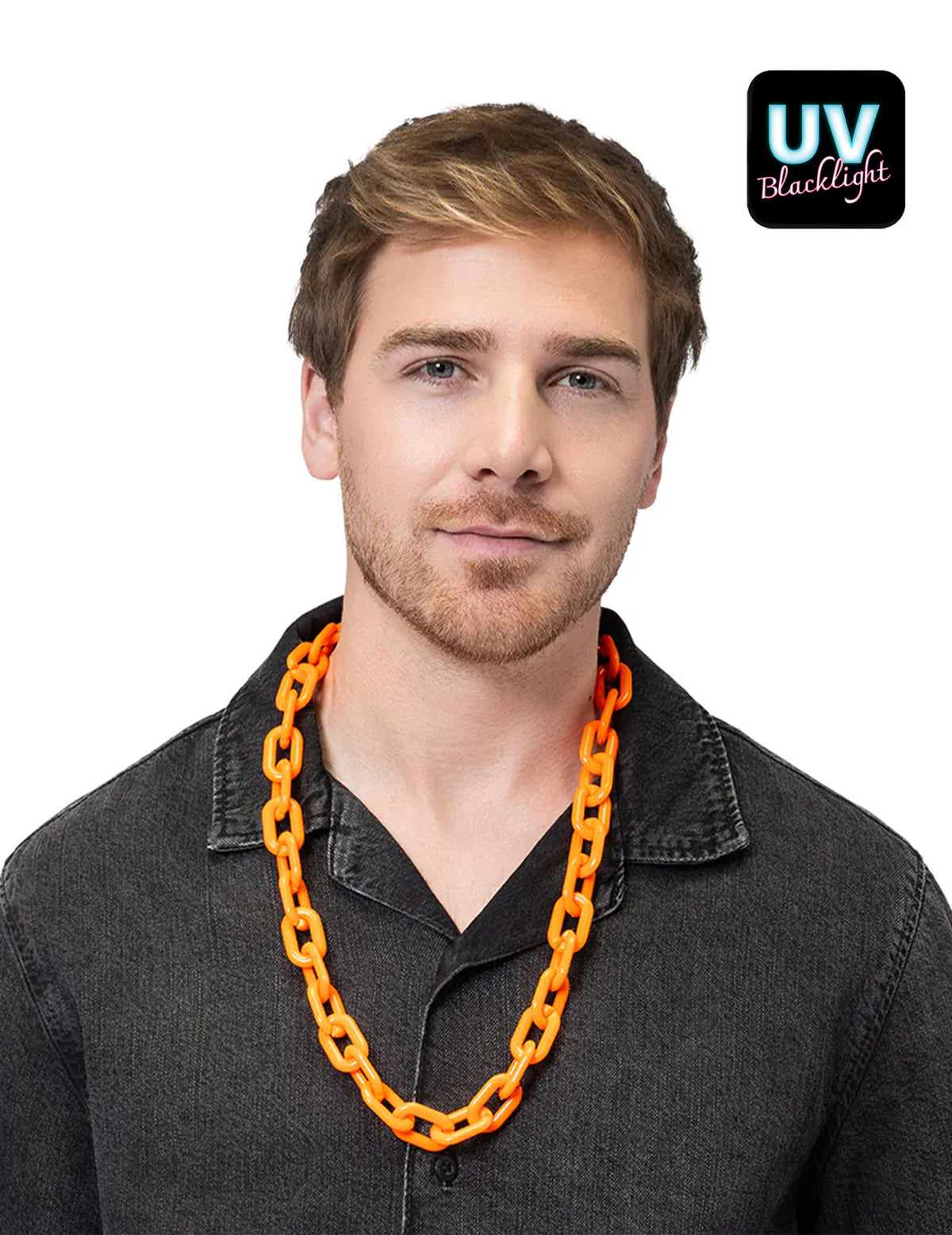 Náhrdelník se širokým řetězem neonově oranžový