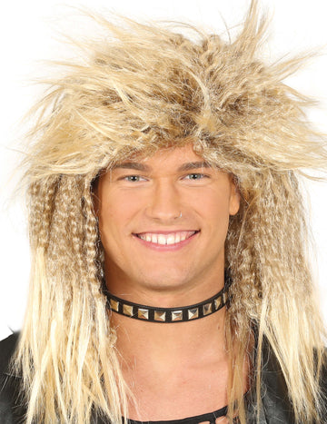 Černý motorkářský náhrdelník pro muže se stříbrnými hroty