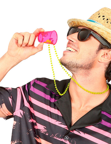 Perlový náhrdelník s růžovou havajskou skleničkou na panáky