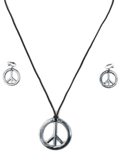 Stříbrný hippie náhrdelník a dospělý plastový hippie