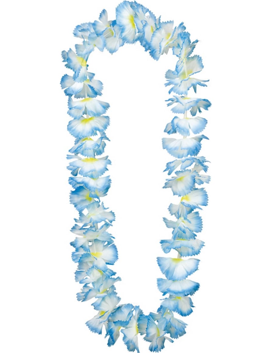 Collier Hawaï pour adulte bleu clair et blanc