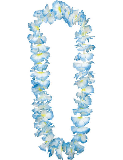 Collier Hawaï pour adulte bleu clair et blanc