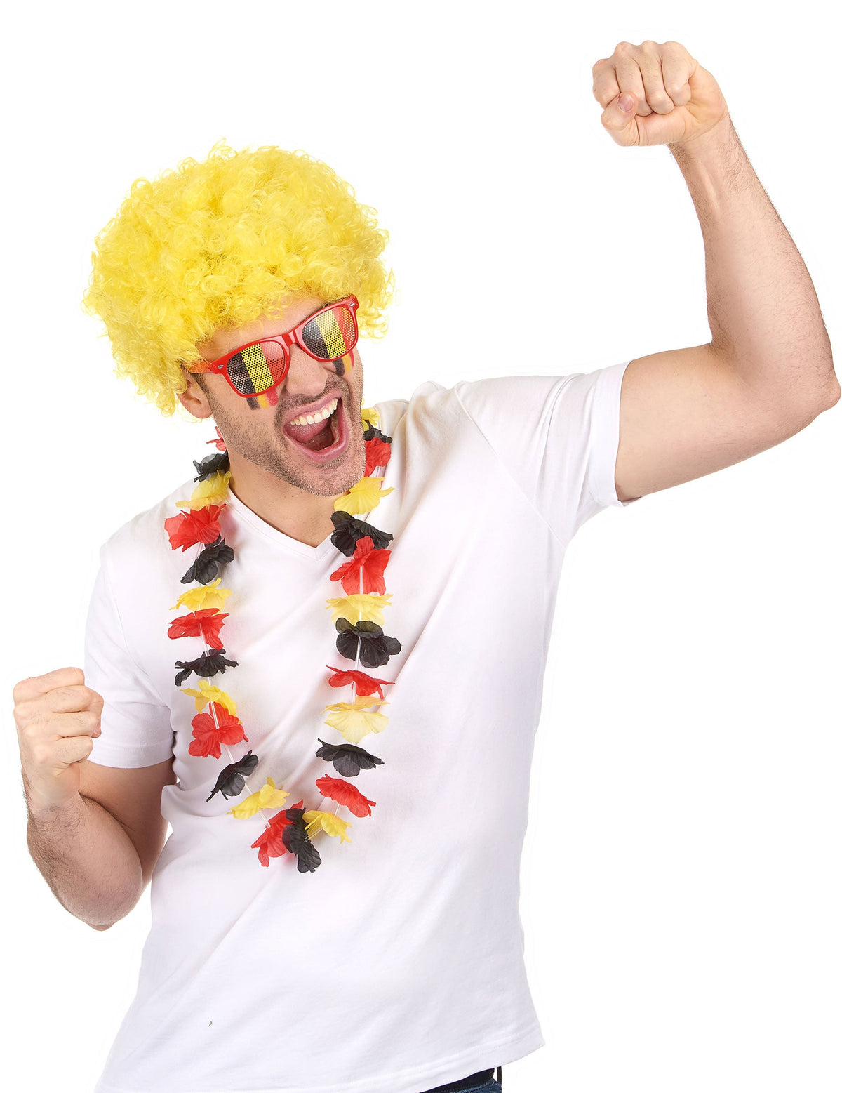Mise en situation portée du Collier Hawaï supporter Belgique