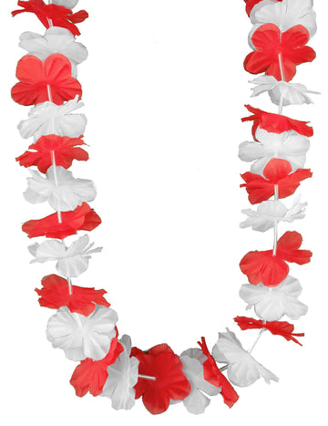 Collier Hawaï pour adulte rouge et blanc