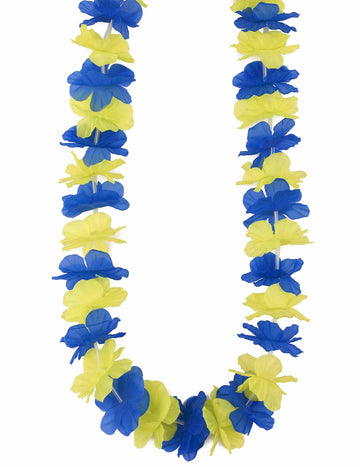 Collier Hawaï supporter Suède pour adulte bleu et jaune