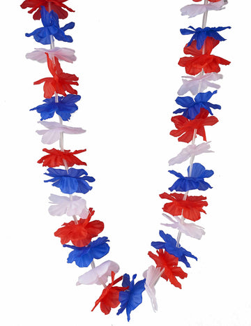 Collier hawaï supporter France pour adulte tricolore bleu blanc rouge