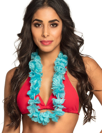 Collier Hawaï pour femme turquoise