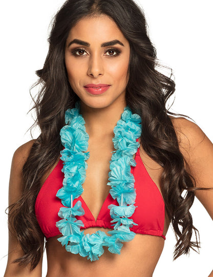 Collier Hawaï pour femme turquoise