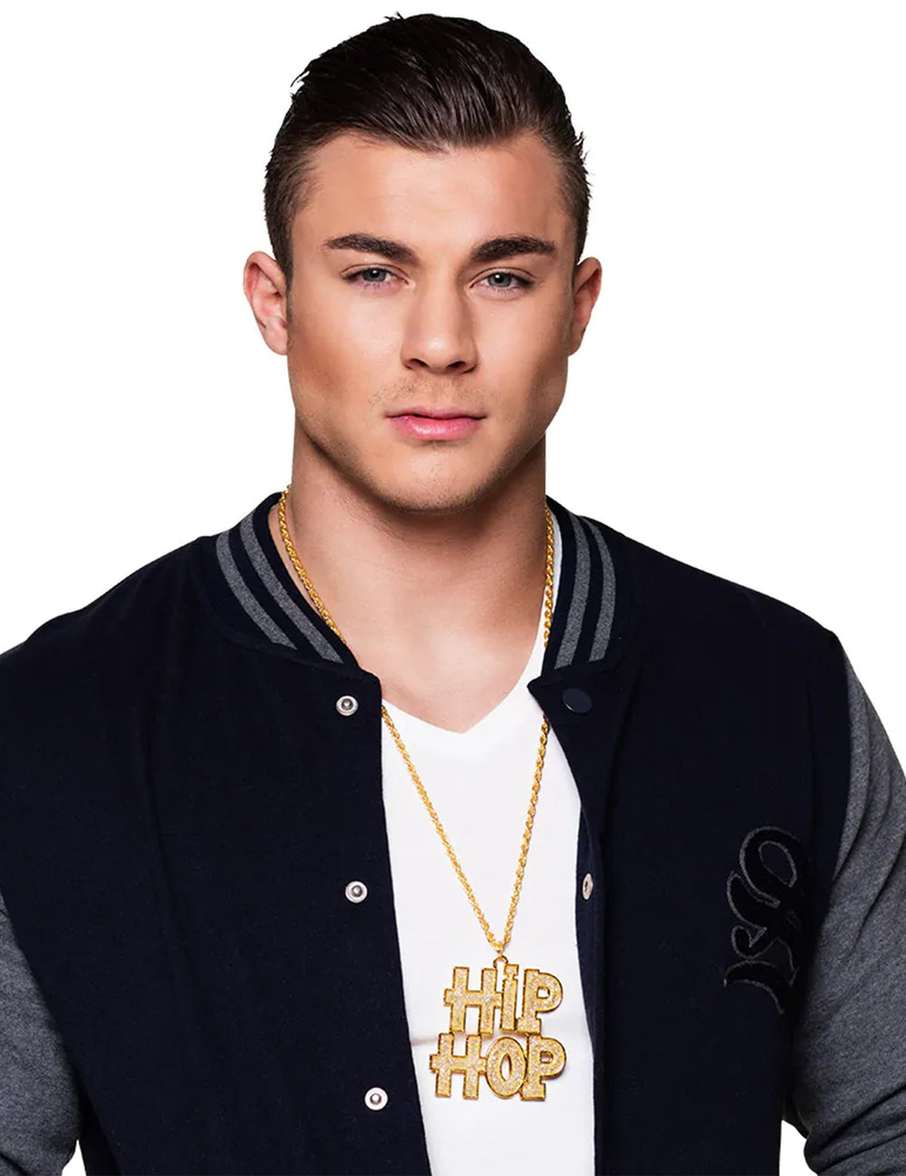 Collier Hip Hop pour adulte doré avec pendentif lettrage