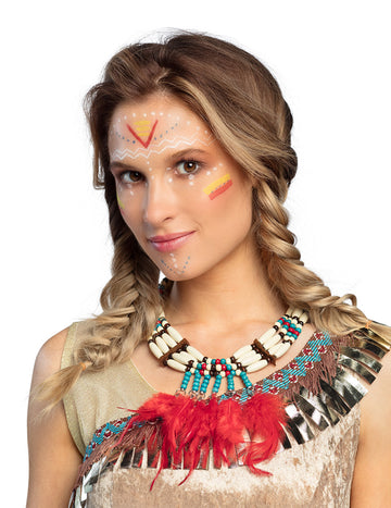 Collier indien avec plumettes rouges femme