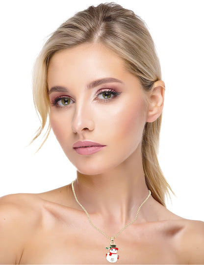 Vánoční kovový náhrdelník se sněhulákem