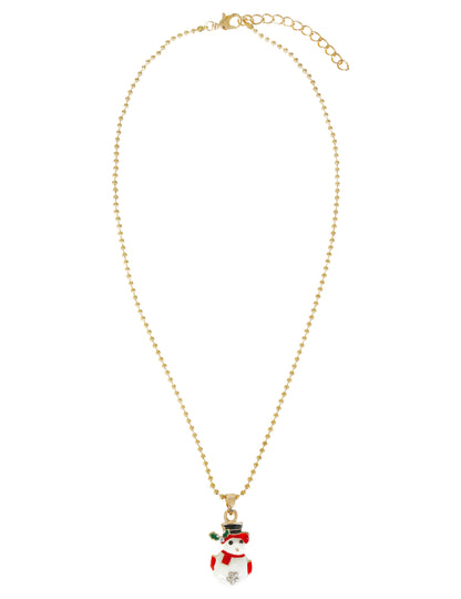 Vánoční kovový náhrdelník se sněhulákem