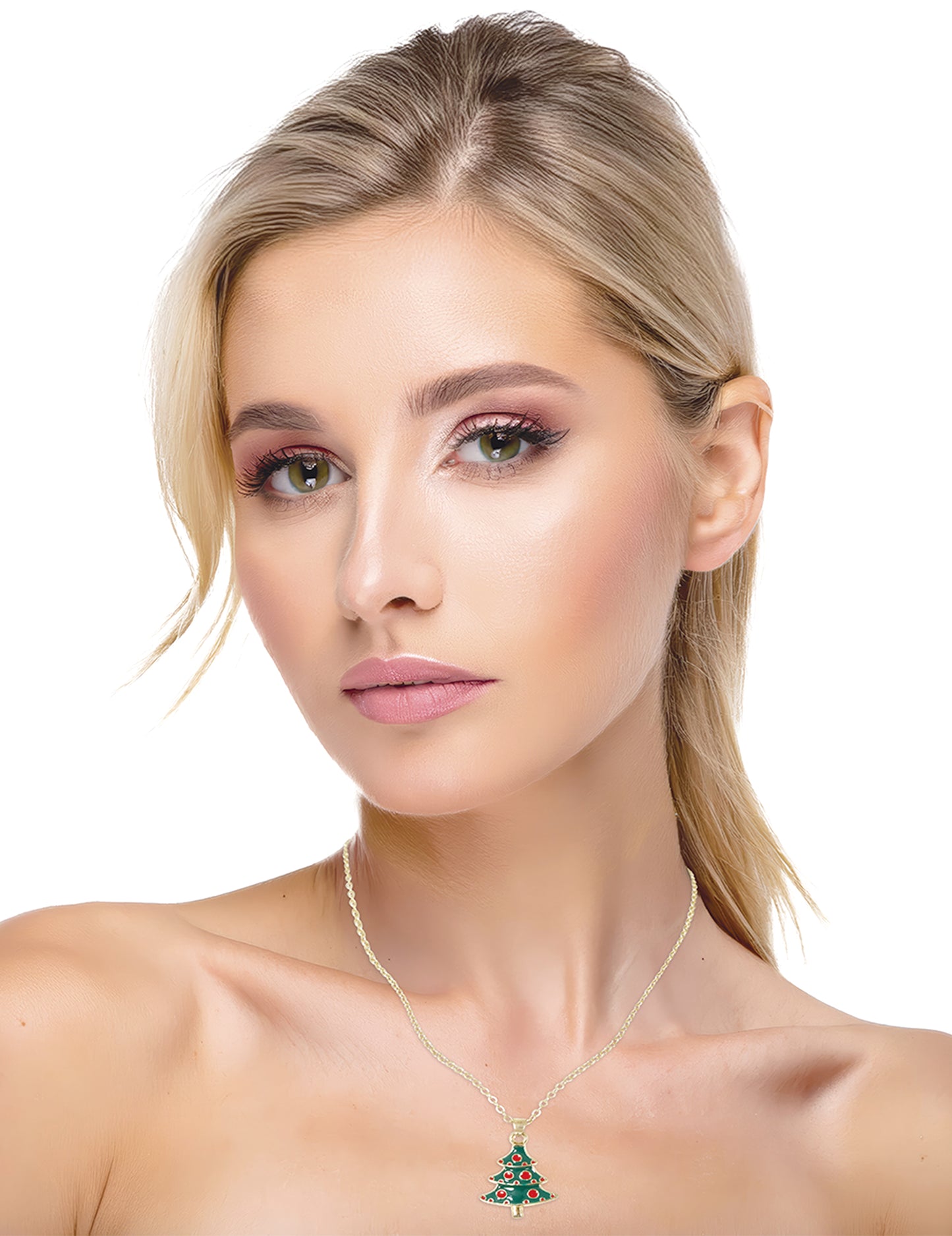 Kovový náhrdelník s vánočním stromečkem
