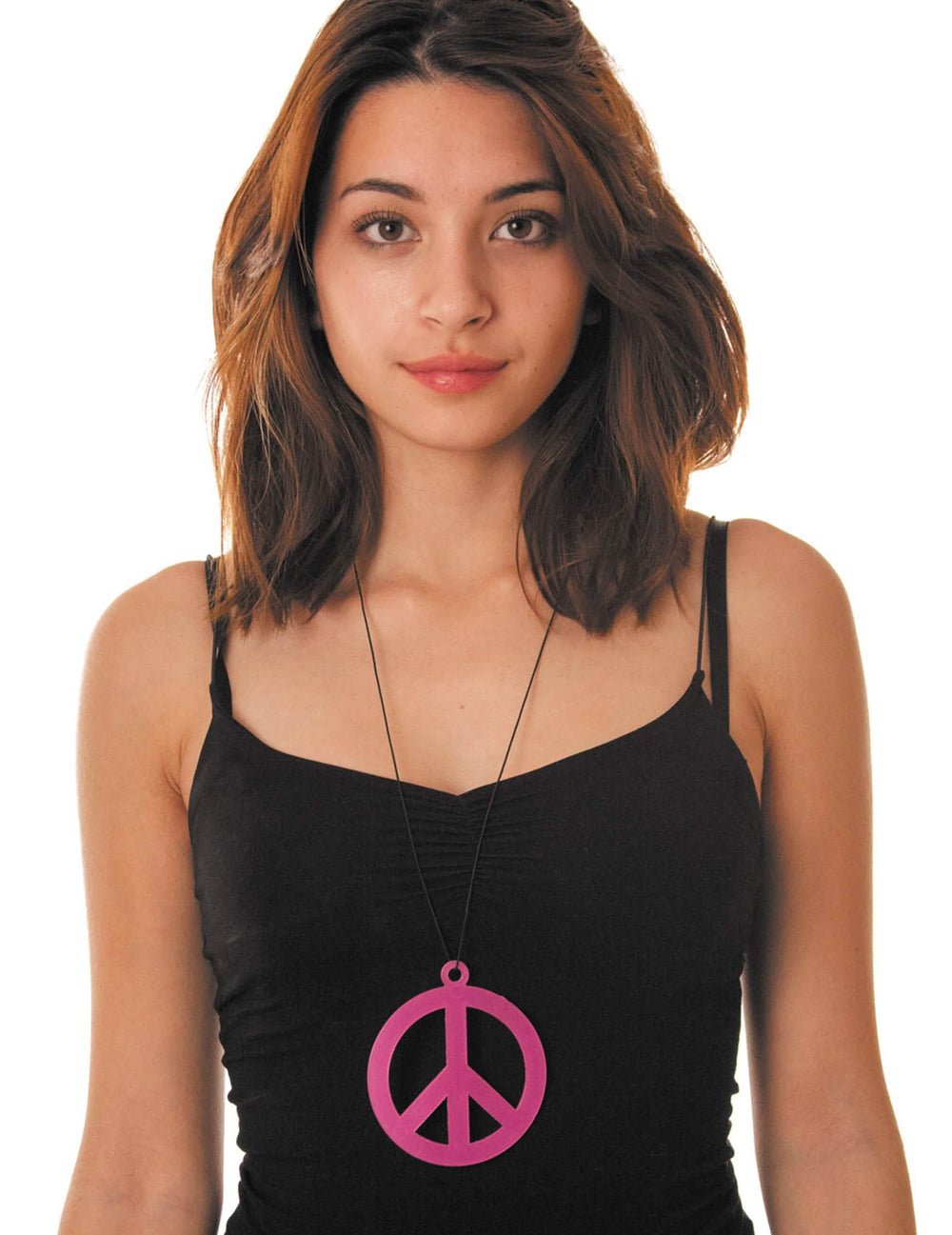 Náhrdelník s přívěskem peace pro dospělý neon růžová