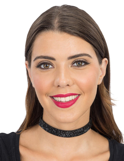 Černý choker s černými kamínky pro dospělé