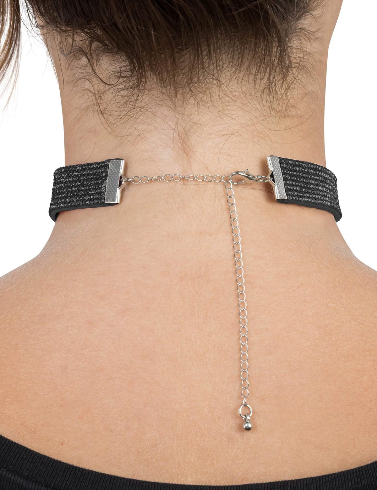 Černý choker s černými kamínky pro dospělé