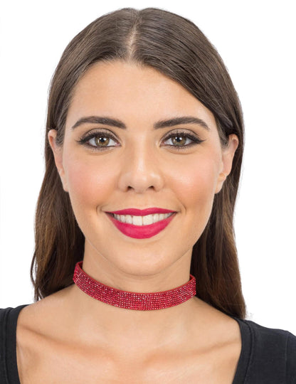 Červený choker s kamínky pro dospělé
