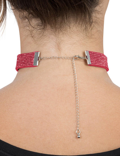 Červený choker s kamínky pro dospělé