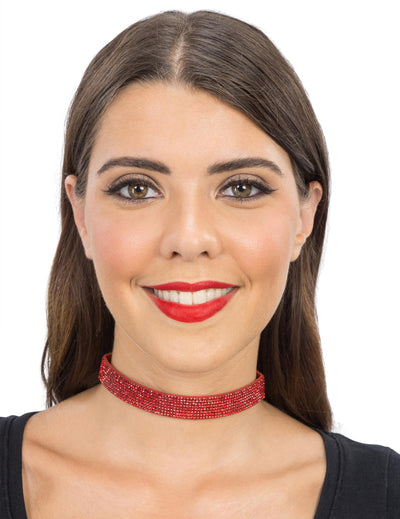 Červený choker s kamínky pro dospělé