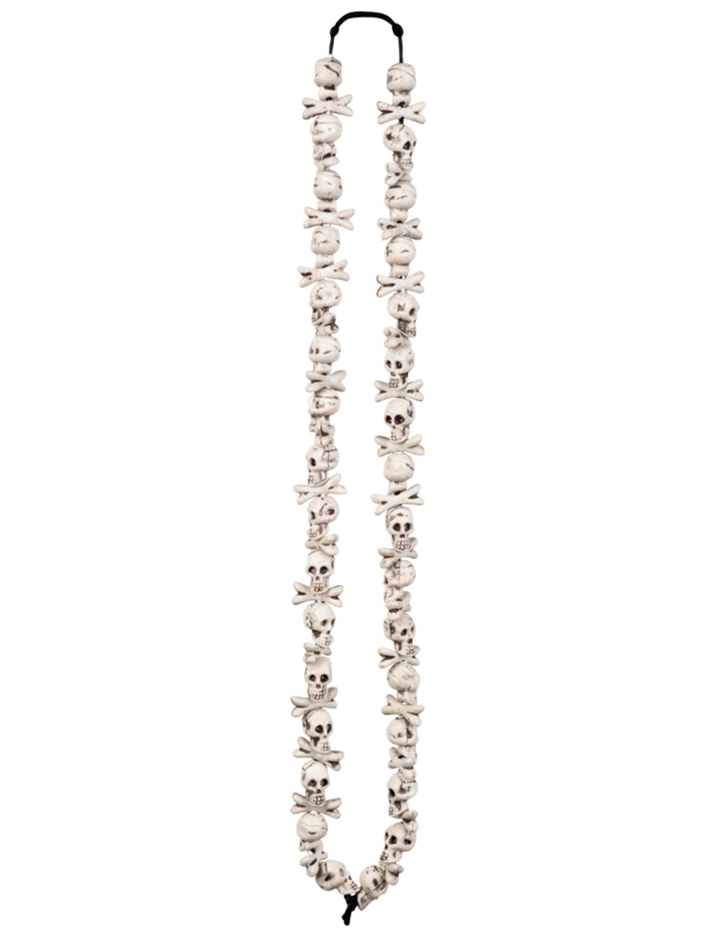 Halloweenský náhrdelník s lebkou z bílého skla