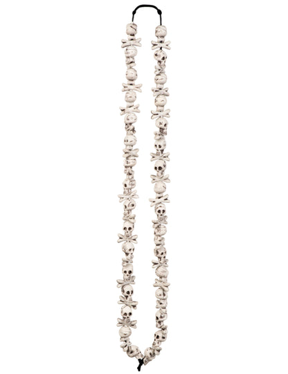 Halloweenský náhrdelník s lebkou z bílého skla