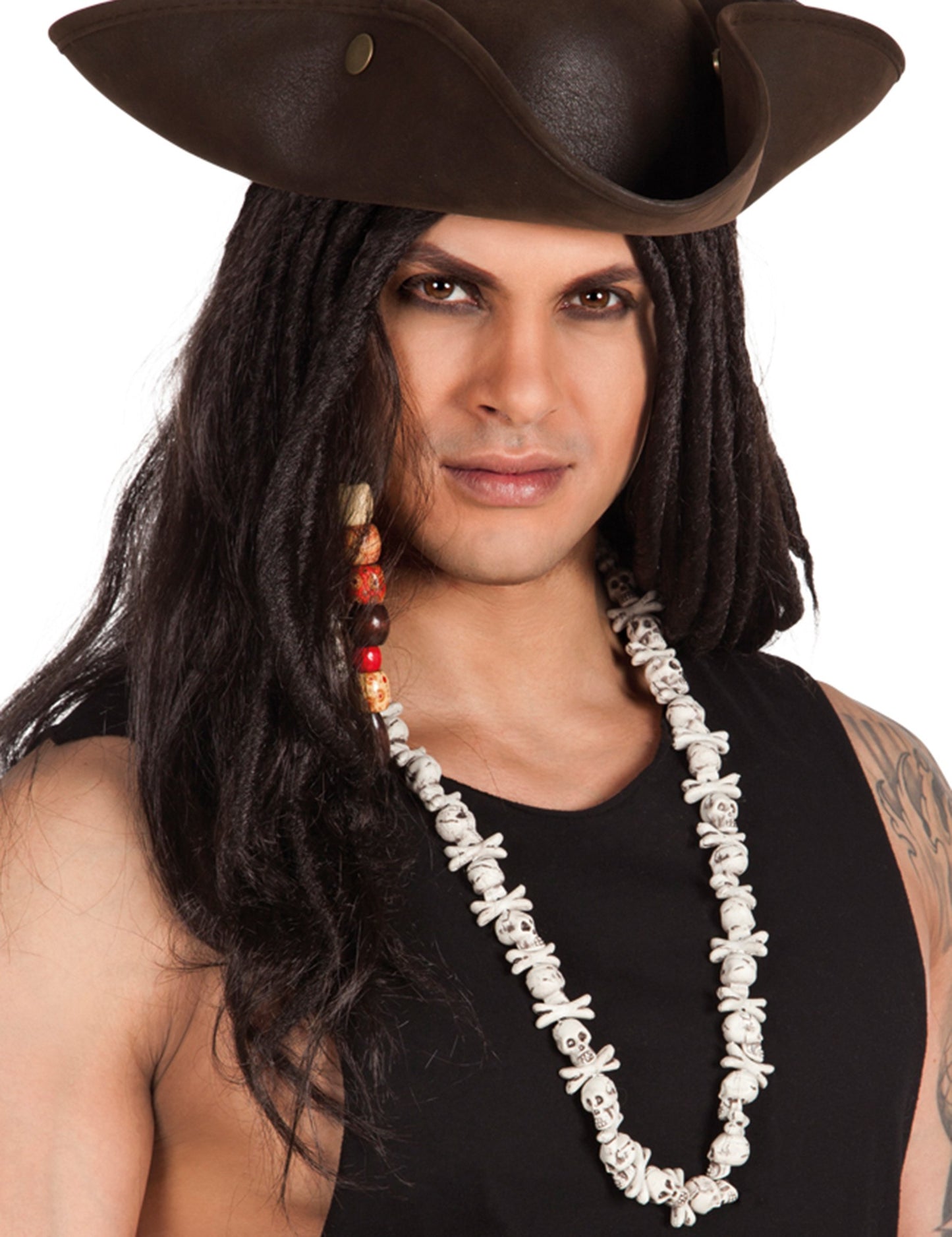 Halloweenský náhrdelník s lebkou z bílého skla