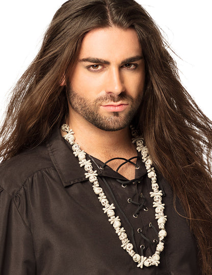 Halloweenský náhrdelník s lebkou z bílého skla