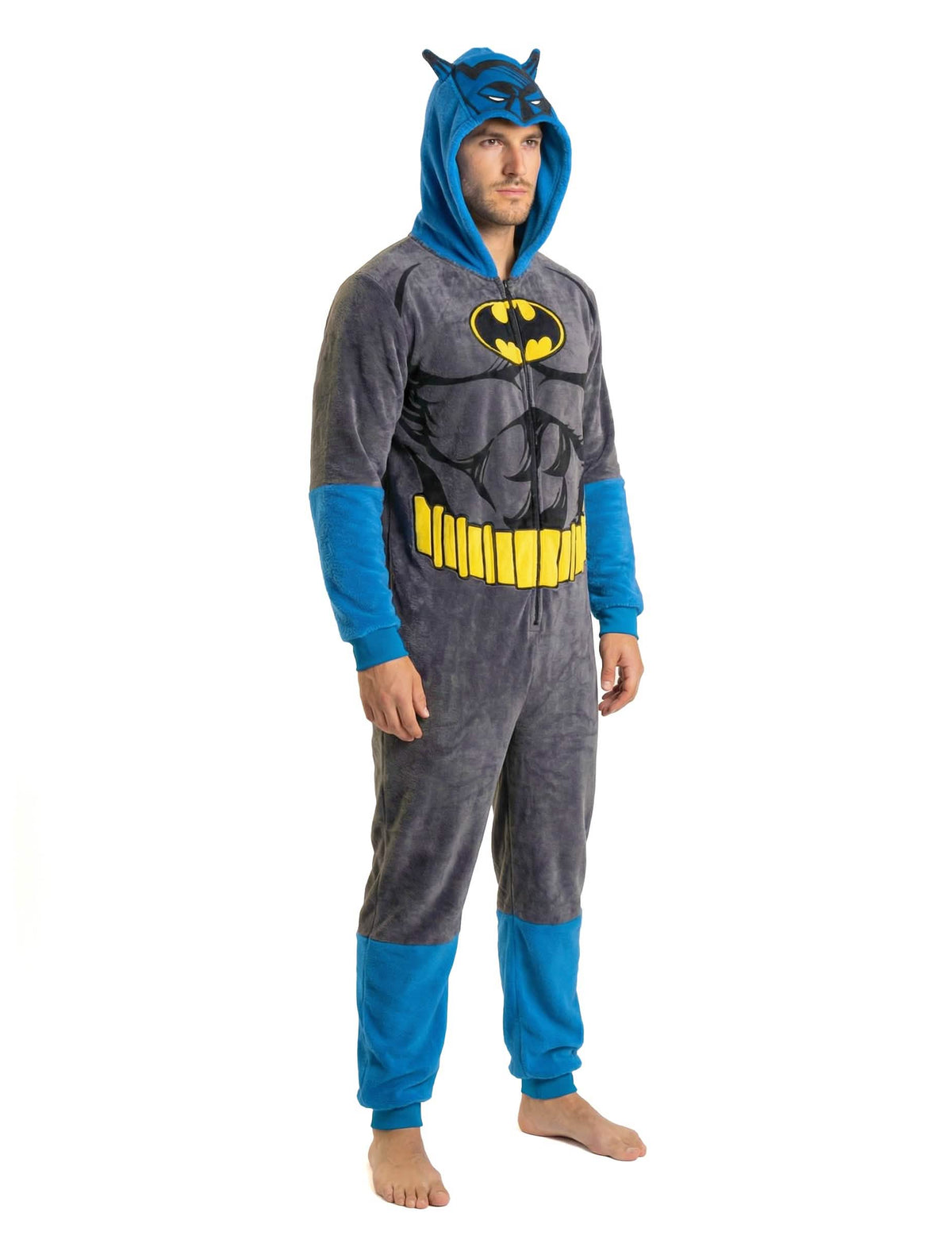 Vue de profil de la combinaison Batman classique pour adulte
