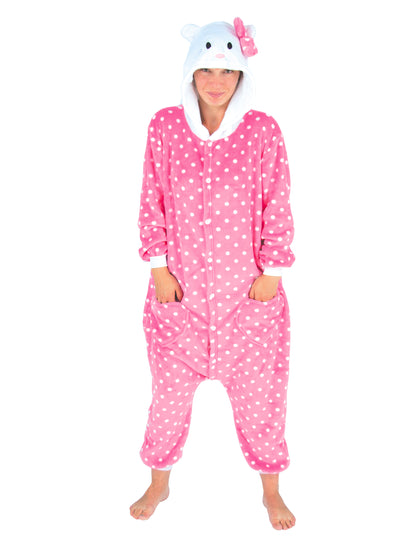 Růžový overal pro dospělou kočku