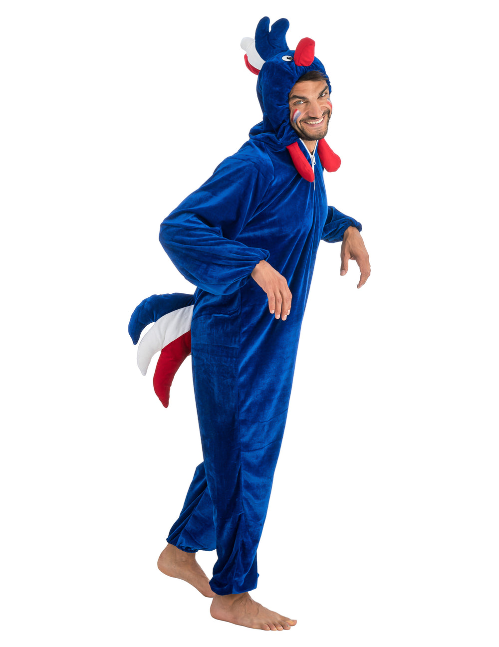 Combinaison coq supporter France pour homme bleue et tricolore