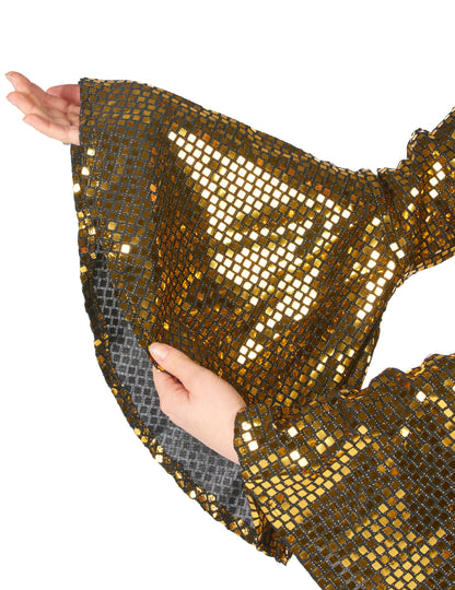 Dámská disco kombinéza ve zlaté barvě s prémiovým páskem 