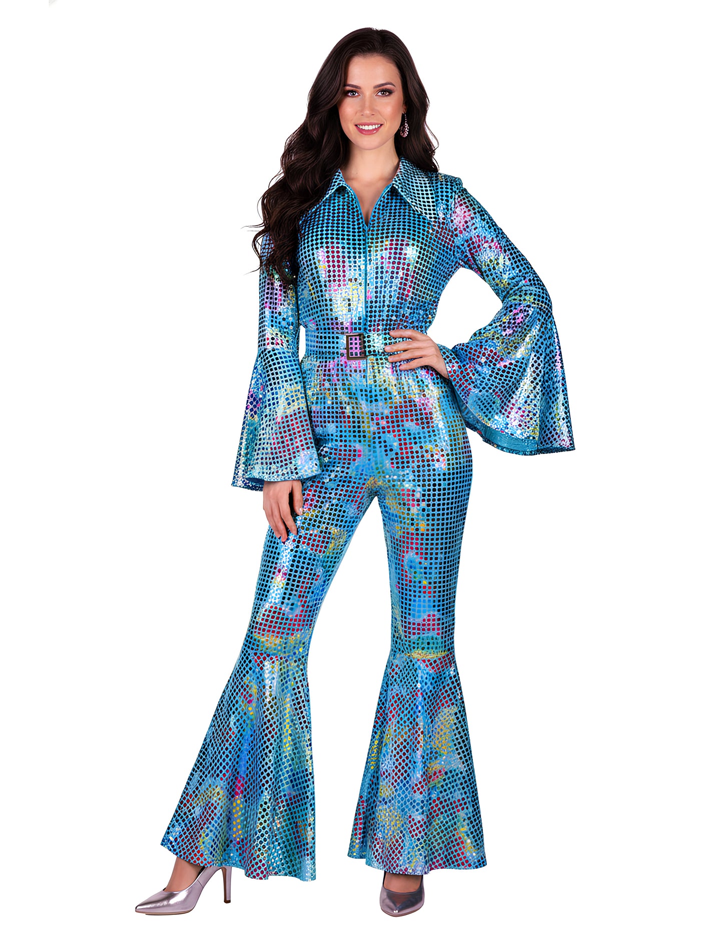 Luxusní tyrkysový disko overal pro ženy