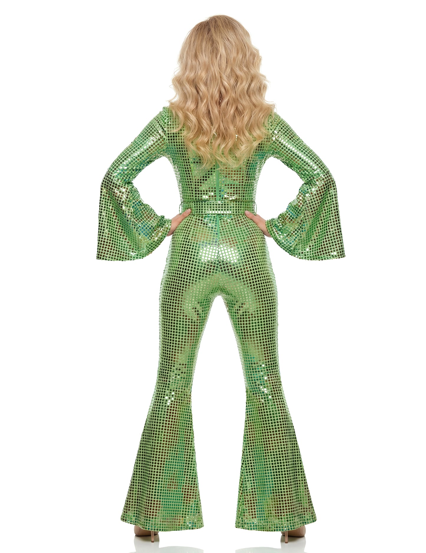 High-end zelená disco dámská kombinéza