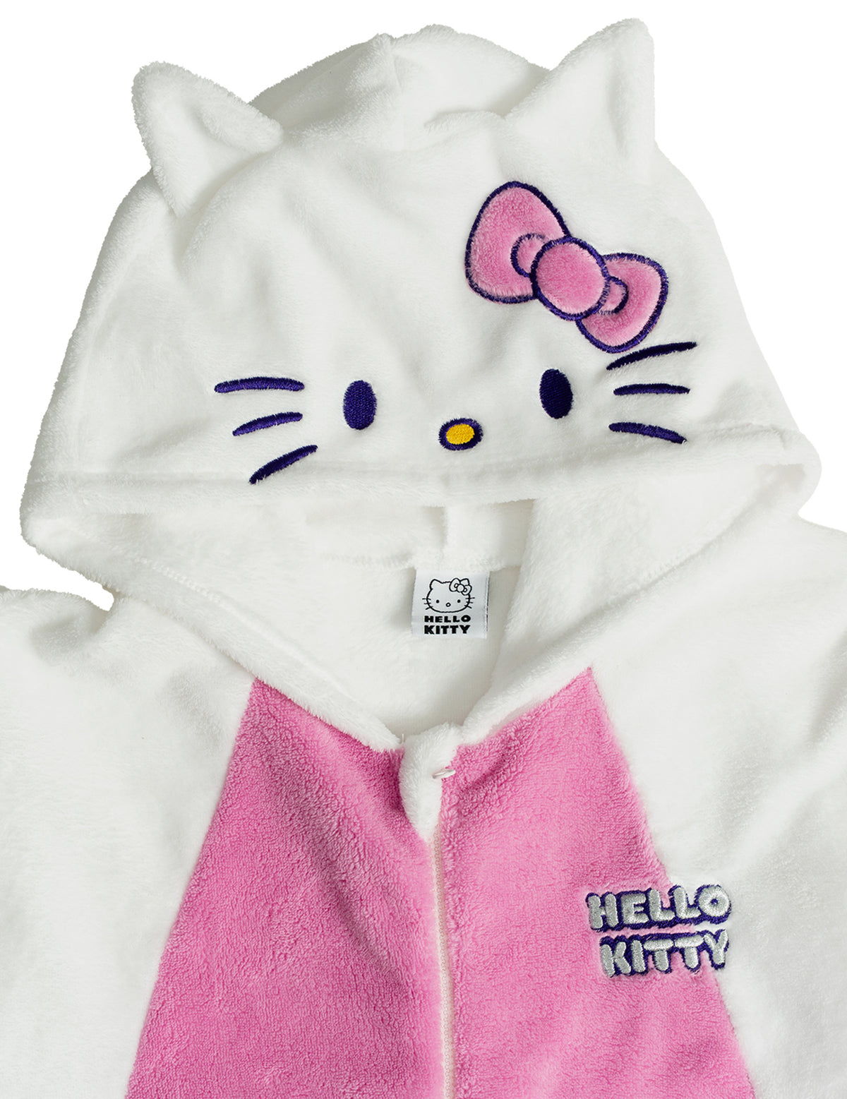 Détail de la capuche et de la poitrine de la combinaison Hello Kitty™ pour enfant