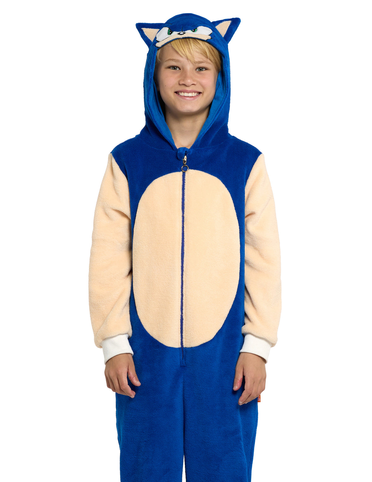 Gros plan sur la capuche de la combinaison Sonic le hérisson