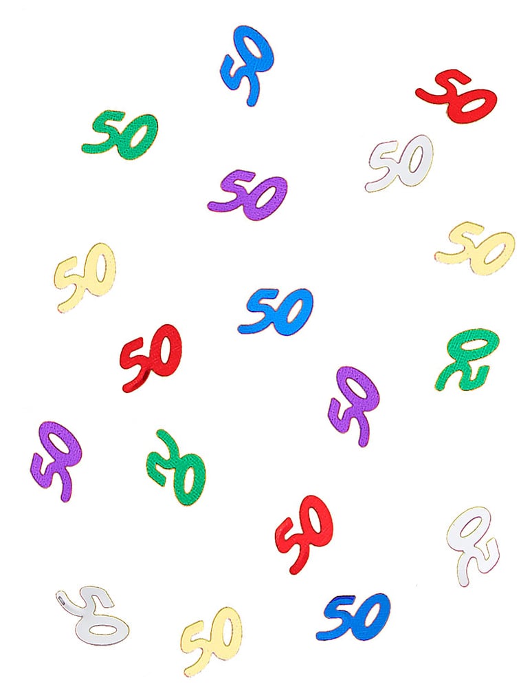 Confettis 50 ans pour anniversaire multicolores