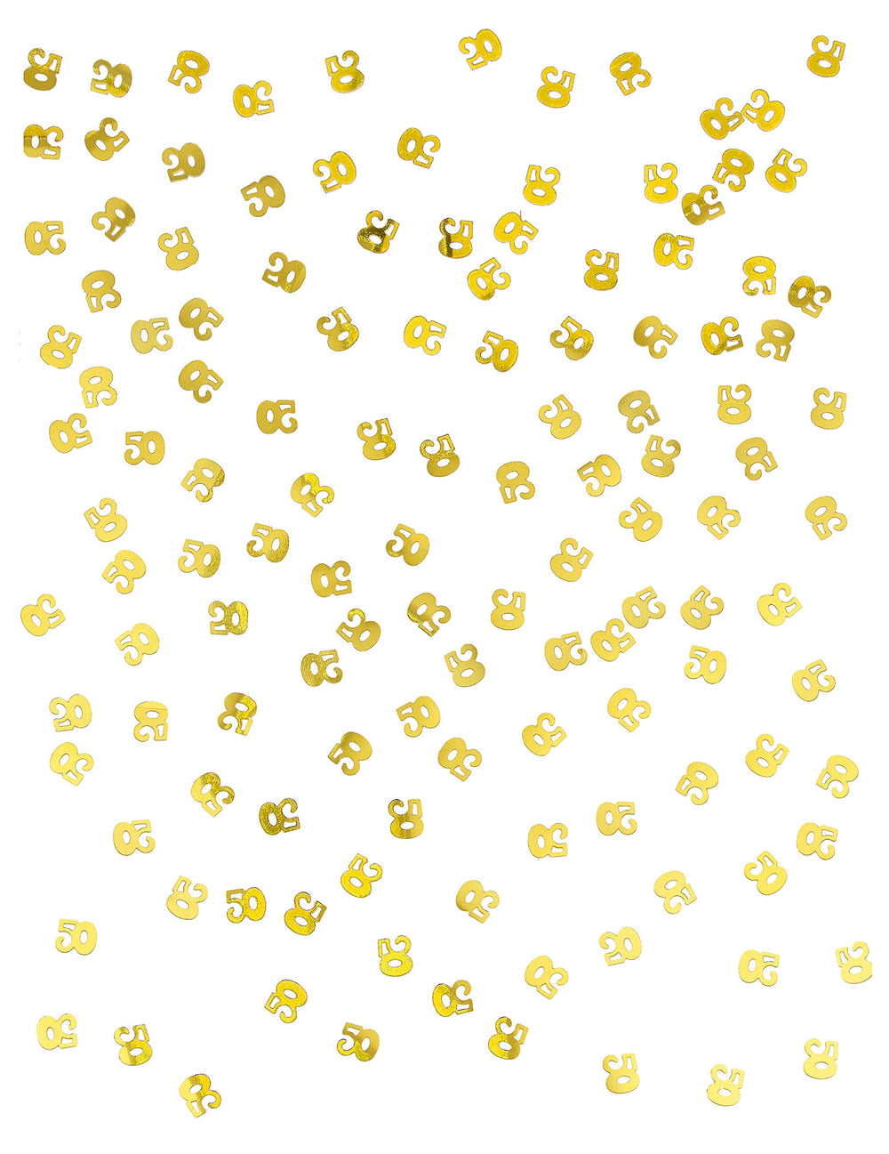 Vue d'ensemble des confettis de table 50 pour décoration d'anniversaire