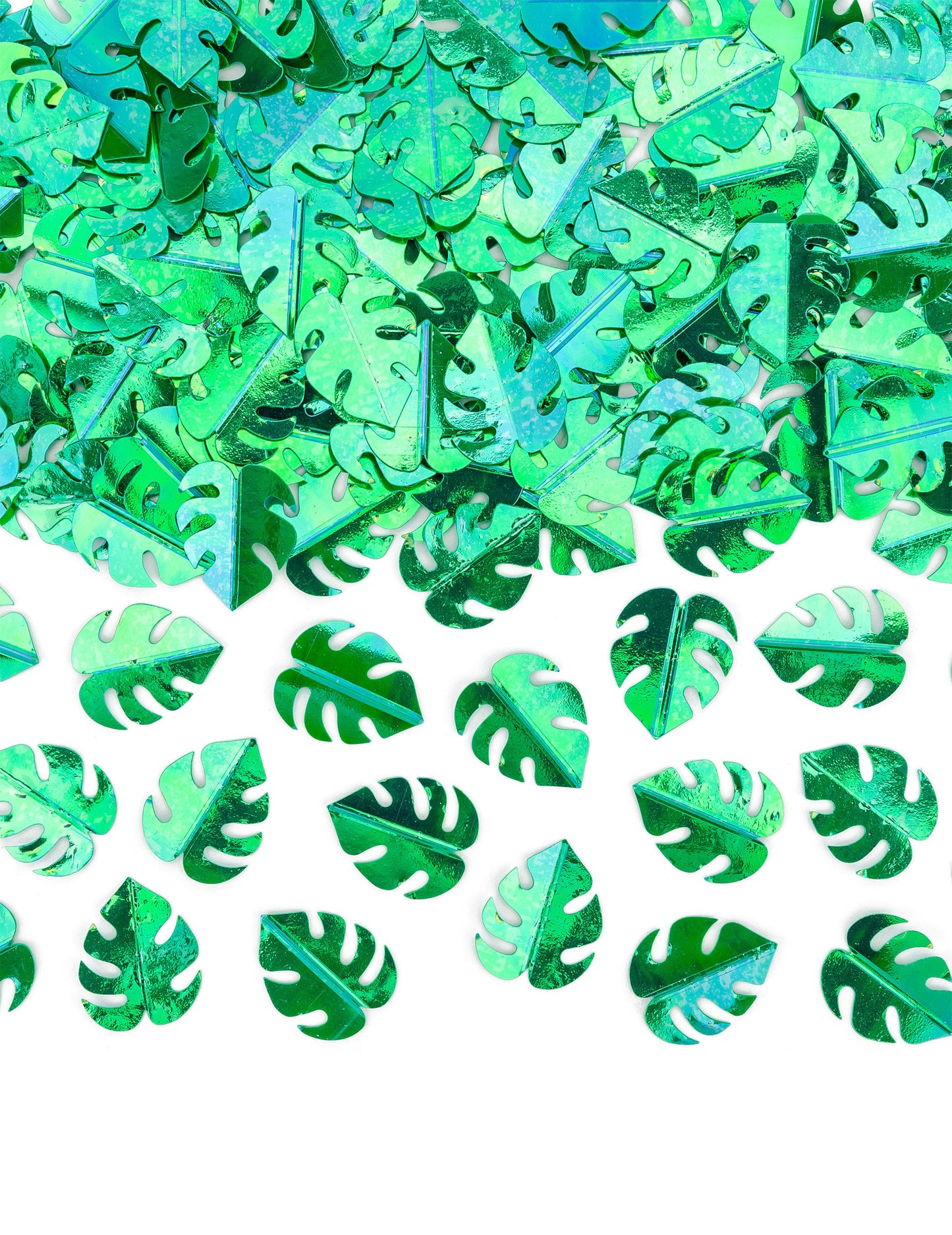 Stolní konfety kovově zelené tropické listy 15g dekorace