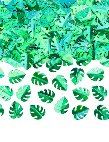 Stolní konfety z tropických listů metalicky zelené 15g