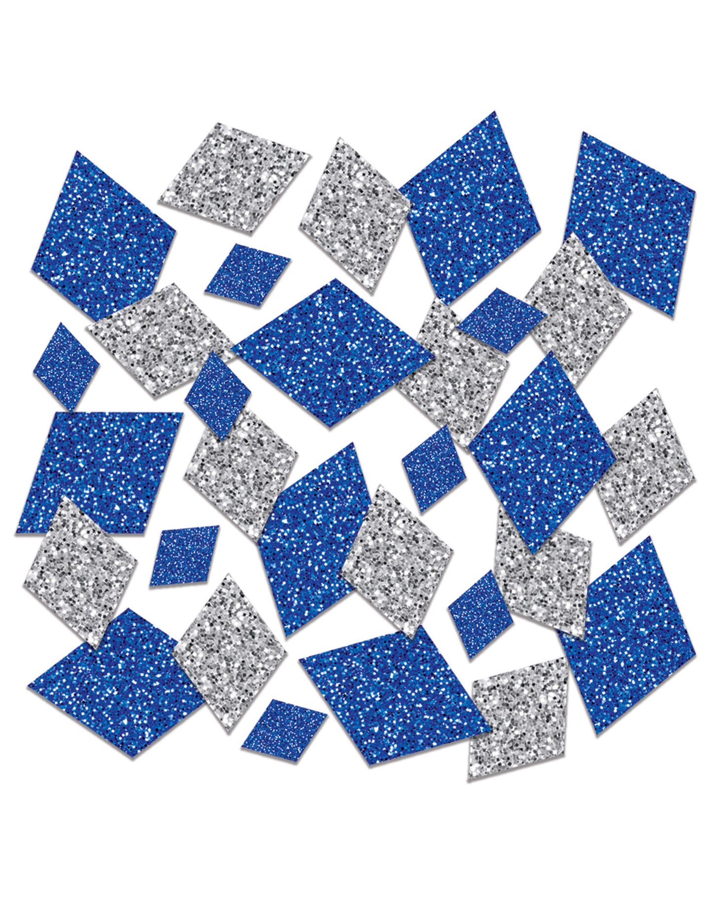 Confettis de table losanges bleu et argent pailletés assortis