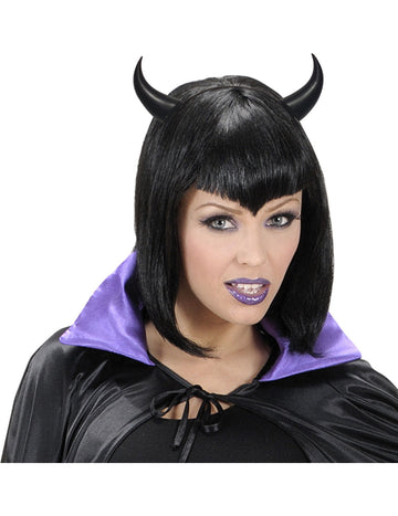 Čelenka pro dospělé s černými rohy na Halloween