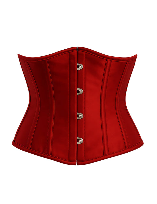 Vue de face du corset court pour femme rouge