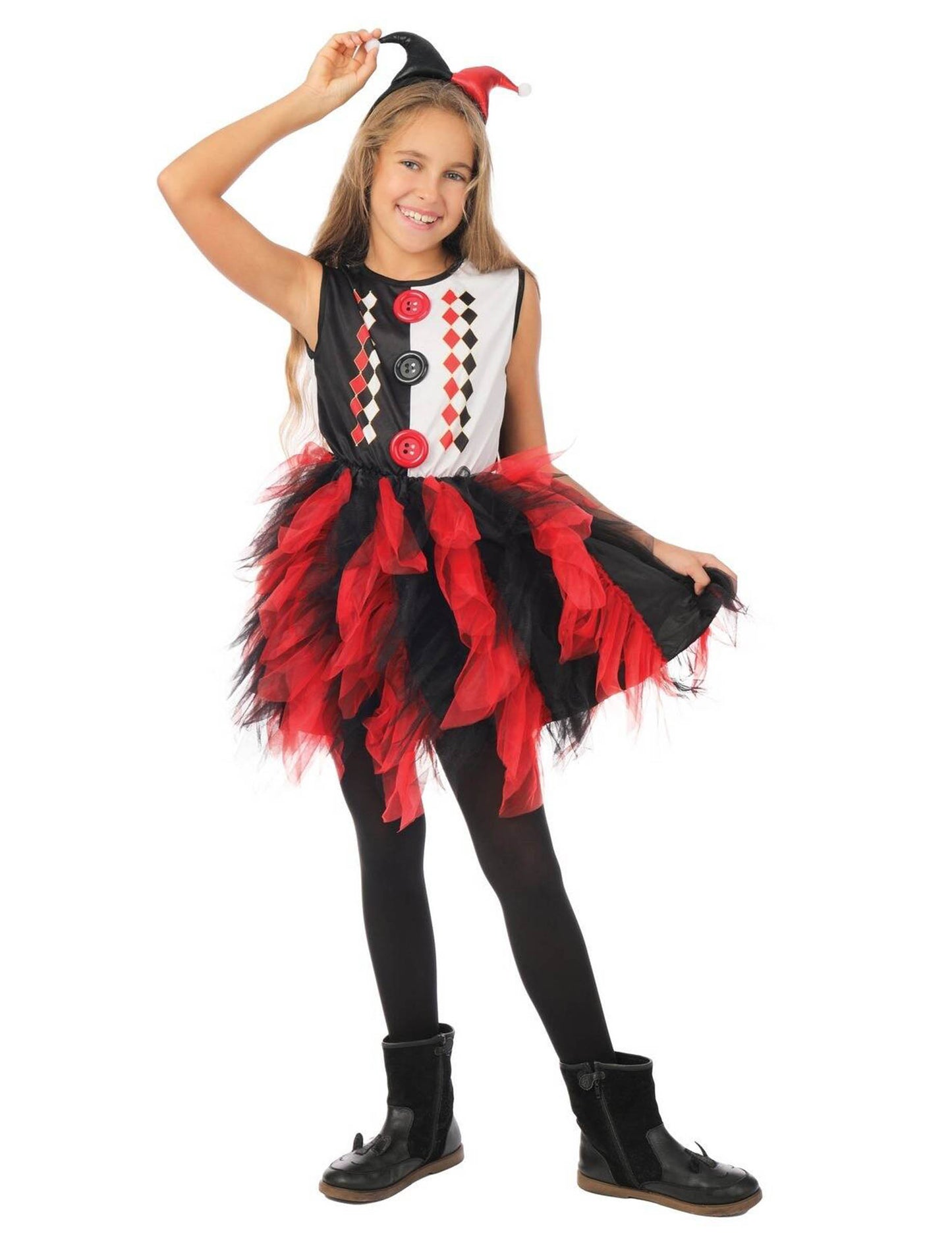 Dívčí kostým harlekýnky s černočervenou spodničkou