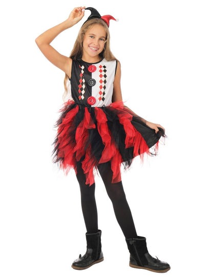 Dívčí kostým harlekýnky s černočervenou spodničkou