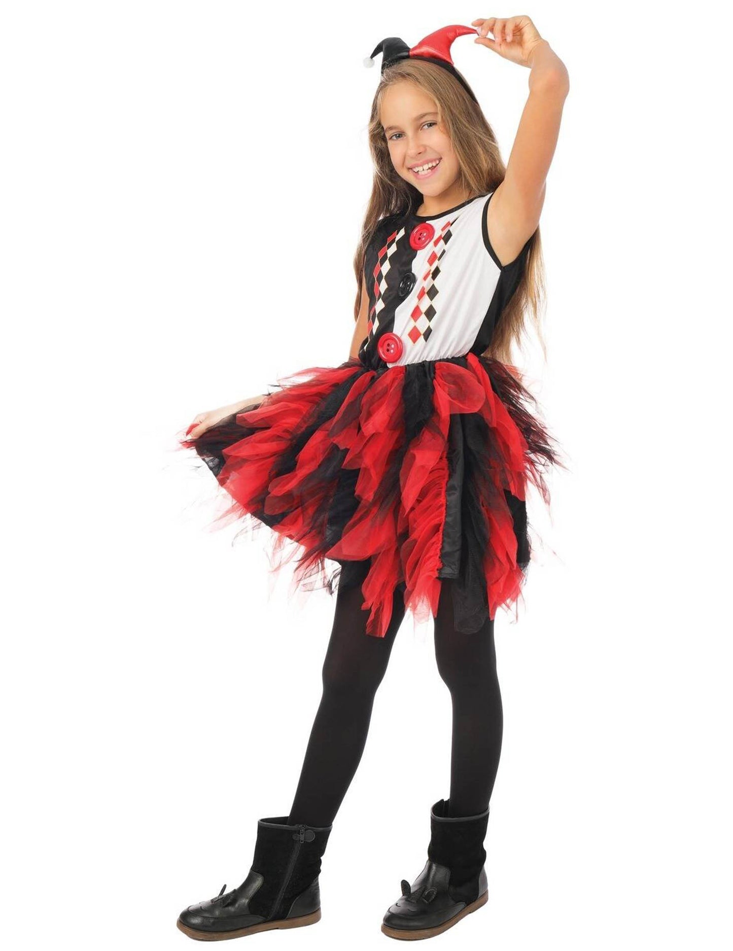 Dívčí kostým harlekýnky s černočervenou spodničkou