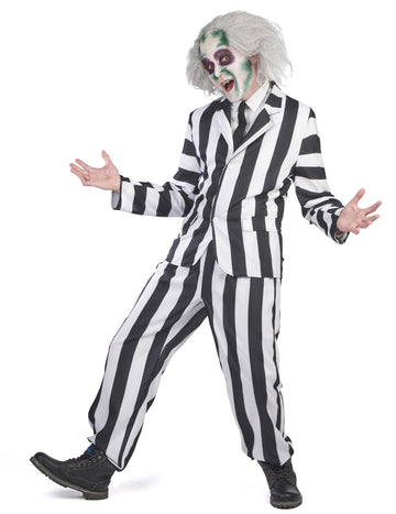 Kostým ducha s pruhy pro dospělé v černobílém stylu