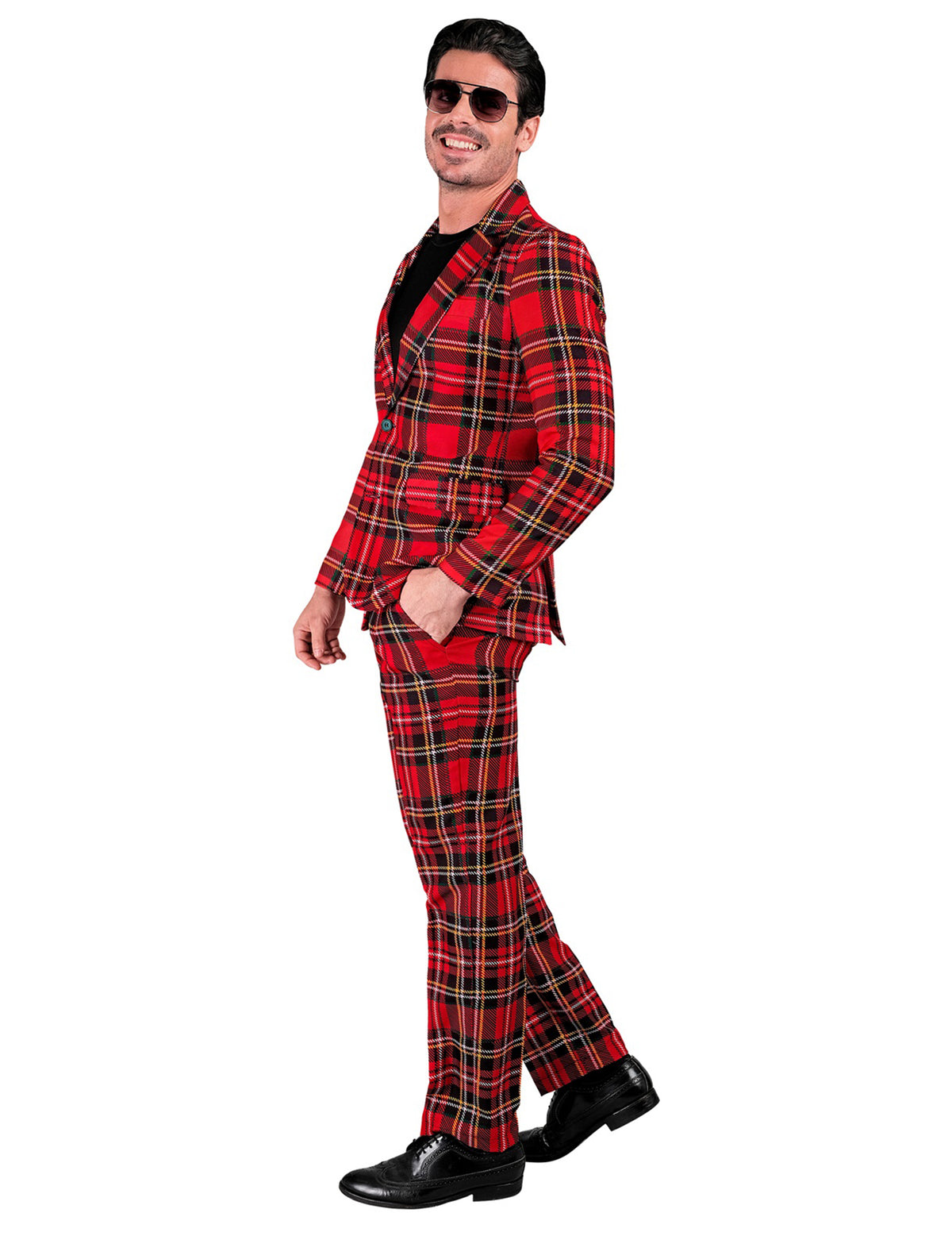 Vue de profil du costume imprimé tartan Ecossais pour adulte
