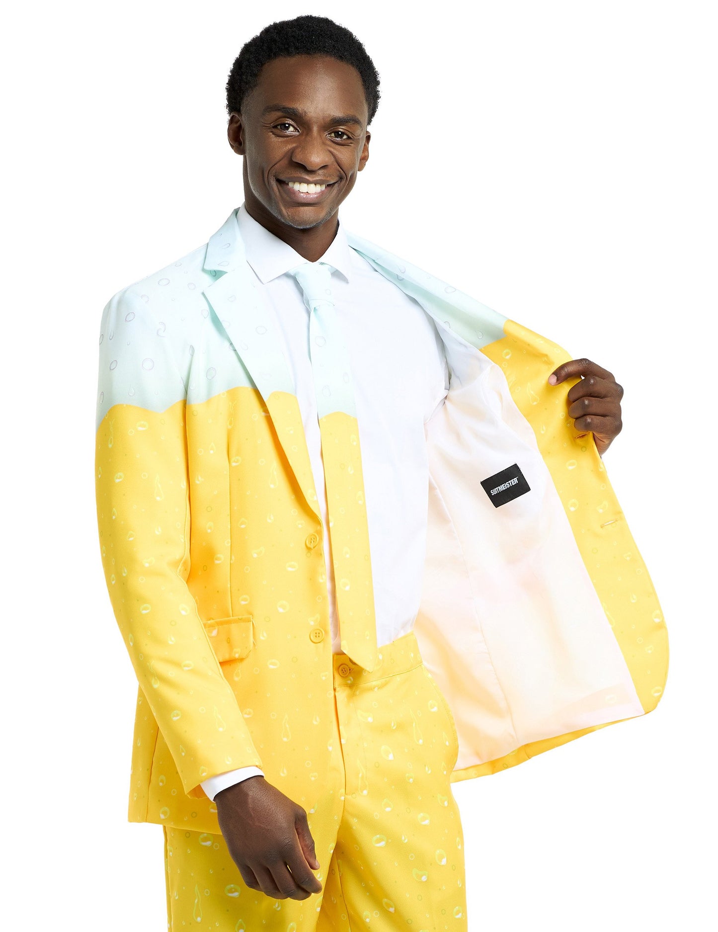 Détail de la doublure de la veste du costume Mr Bière Suitmeisters pour adulte