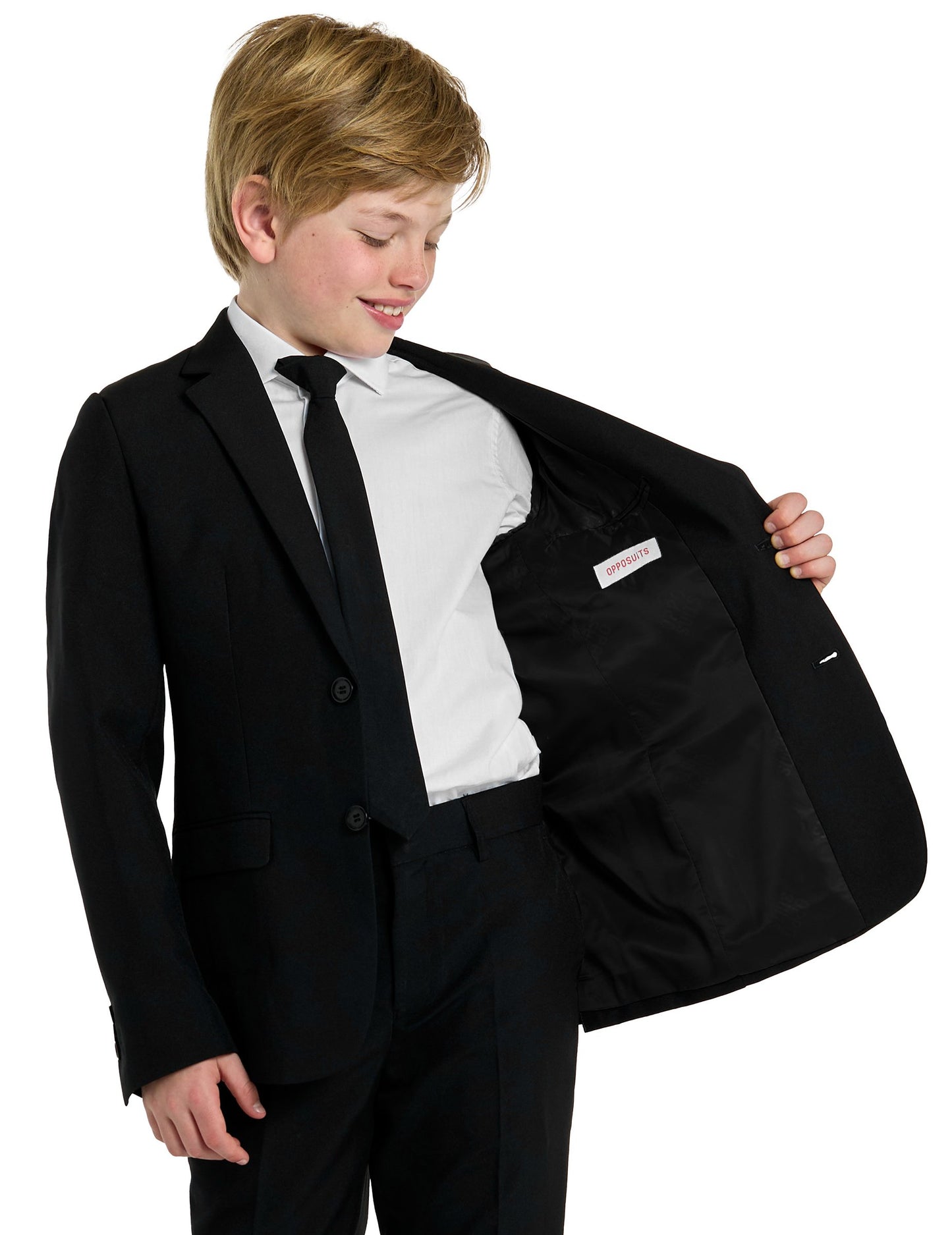 Détail de la doublure intérieure du costume Mr. Black Opposuits