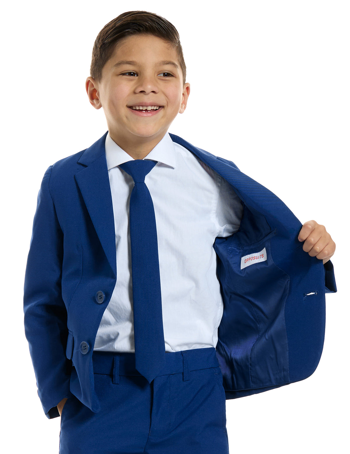 Détail de la doublure intérieure de la veste du costume Mr. Bleu marine pour enfant